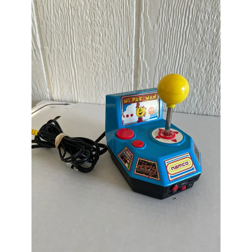 Namco Ms Pac Man Mini Arcade Game Yellow Joystick‎ Red Buttons Blue Console